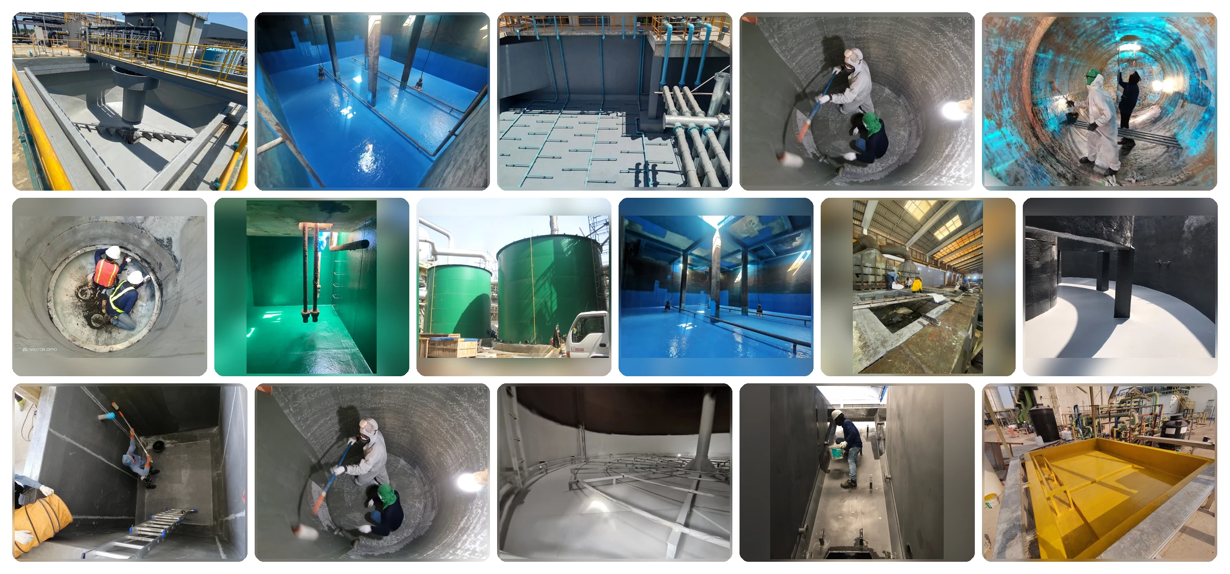 ภาพรวมโครงการ FRP Lining จำนวน 16 รูป จัดเป็น 3 แถว